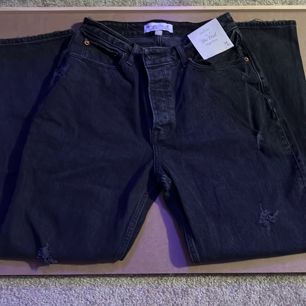 Brand New Abercrombie Dad High Rise Curve Love Black Jeans